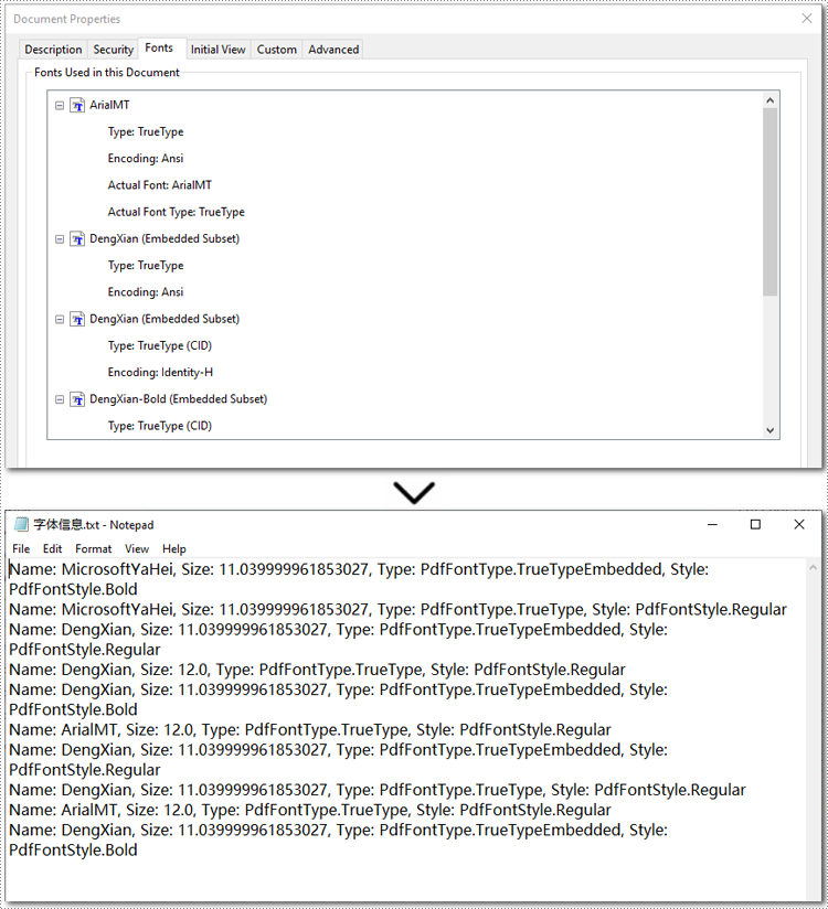 python 获取 pdf 中使用的字体信息